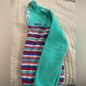 Lands' End women’s Multicolor Striped pull over fleece